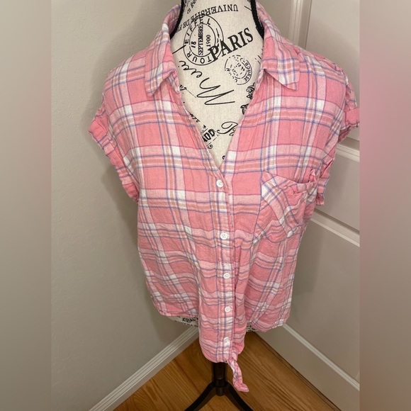 Jones New York Size Large Tie Front Linen Blouse - Picture 1 of 8